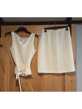 New! Vtg Lane Bryant Size 10 Ivory 2 Piece Skirt Set Sleeveless Tie Waist y2k
